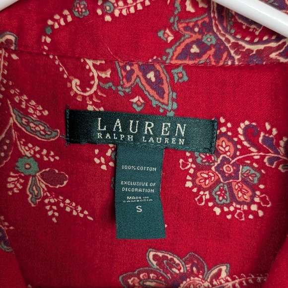 Ralph Lauren Crimson Paisley Button-Front Shirt Blouse - Picture 3 of 3